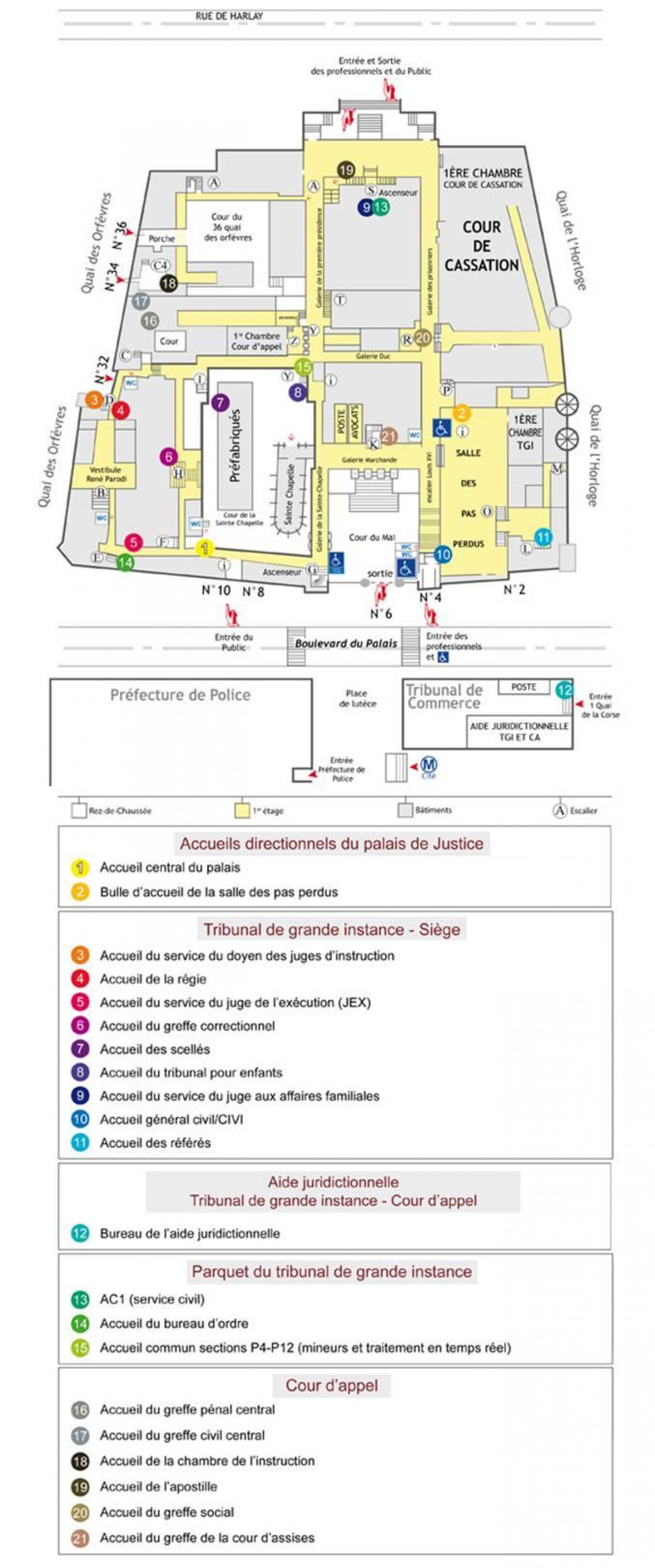 வரைபடம் Palais de நீதி பாரிஸ்